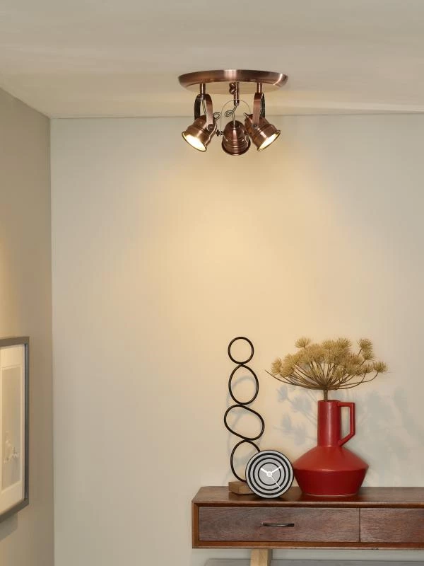Lucide CIGAL - Foco de techo - LED - GU10 - 3x5W 2700K - Cobre - ambiente 1